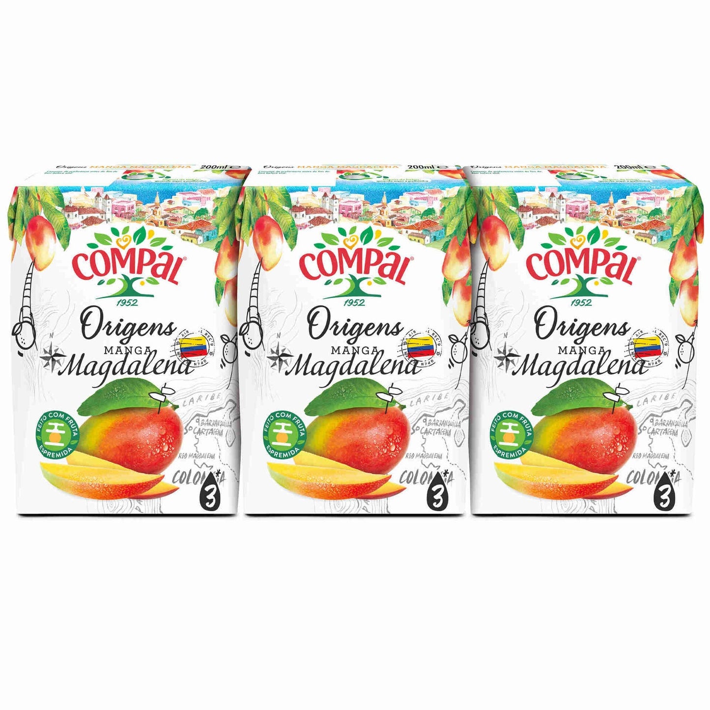 Compal Origens Mango Nectar 3x200ml multipack tropical fruit juice drink