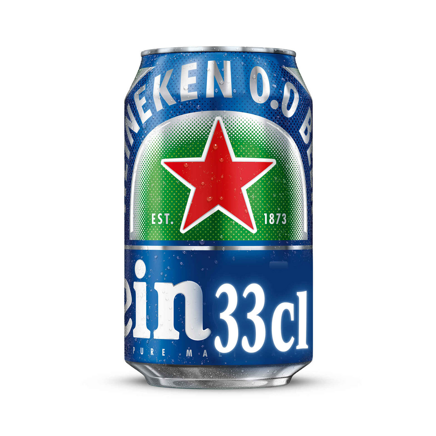 A can of Heineken Non-Alcoholic Beer 0.0% with a red star on the front, indicating the alcohol-free content.