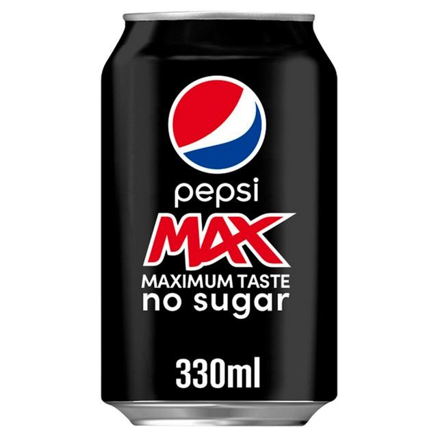 Pepsi Max 330ml zero sugar cola fizzy drink refreshing beverage soft drinks