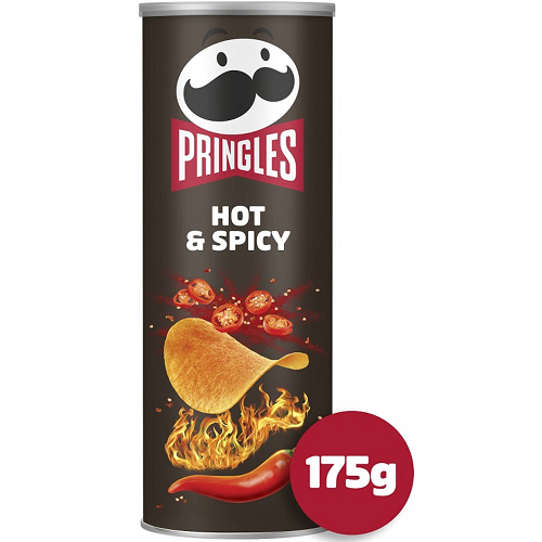 Pringles Hot and Spicy Potato Crisps 175 g stackable spicy chips family size