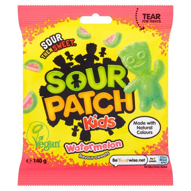 sour patch kids watermelon 130g sour watermelon slice gummies chewy fruity candy tangy sour sweets sharing bag