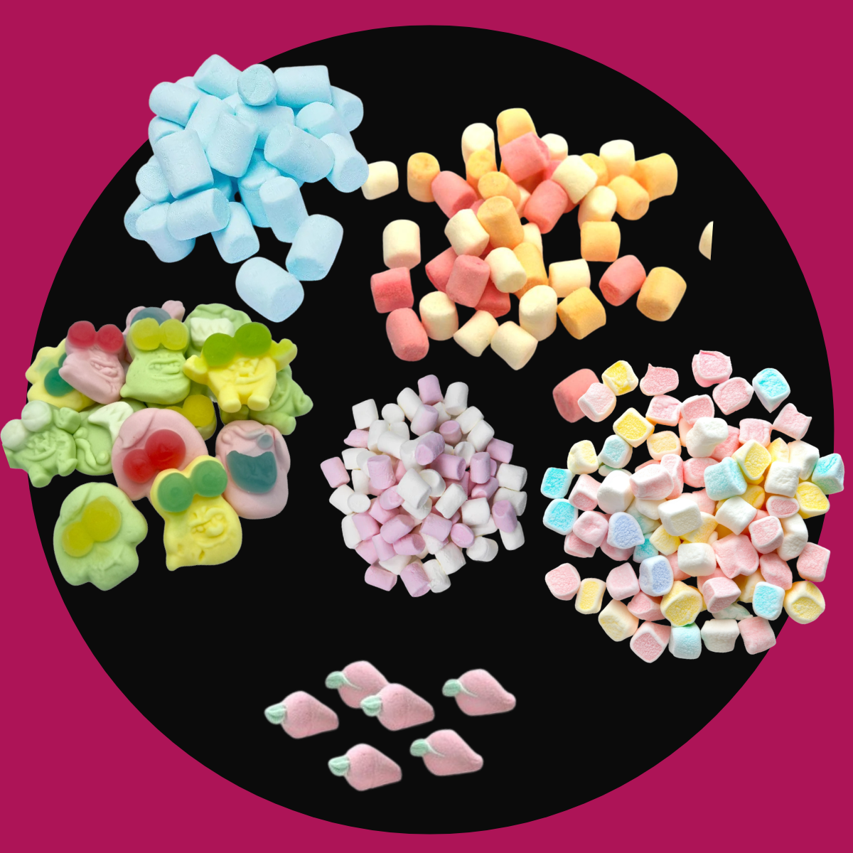 Tiny fluffy marshmallows sold loose by weight, perfect for topping hot drinks or sneaking by the handful — shop at Yum Sweetie.