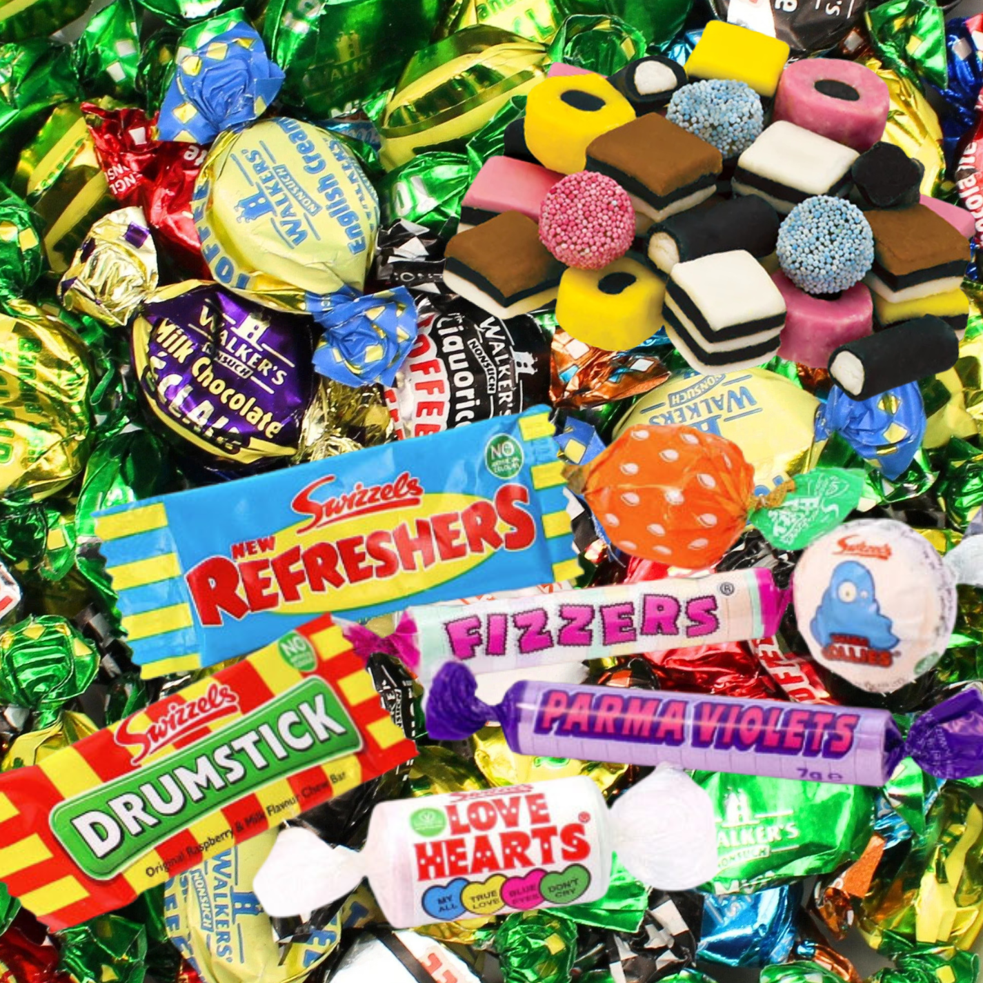 Shop Chewy toffees, hard boiled sweets, mints, chocolate, jelly sweets and liquorice all sold loose by weight — browse our full range at Yum Sweetie.