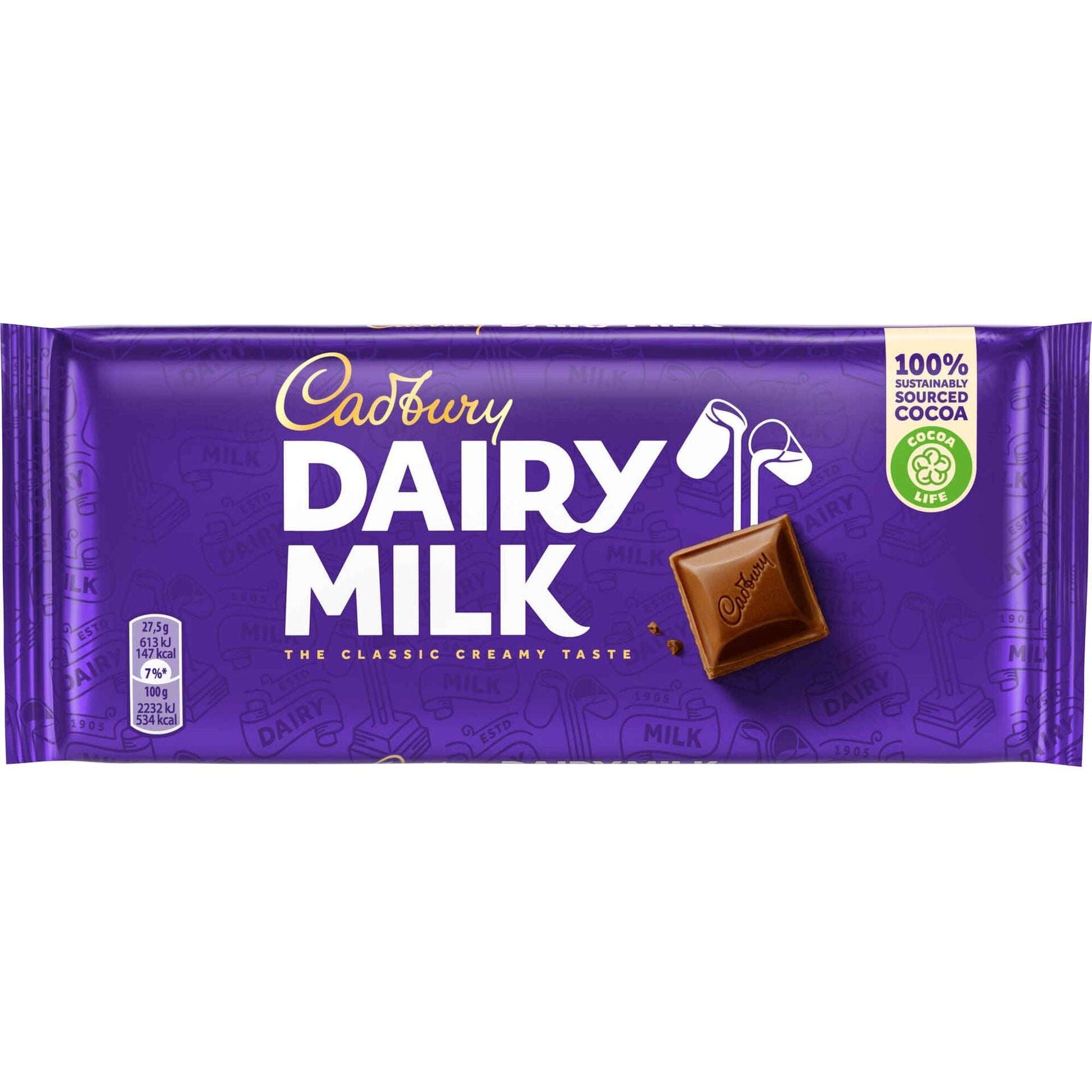 Cadbury milk chocolate tablet 110g smooth creamy chocolate slab Chocolate Tablets and Slabs