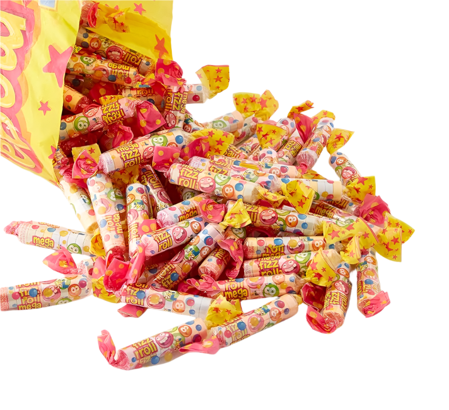 Candy mega fizz roll per 10 rolls fizzy hard sweets traditional drops pick n mix retro sweets