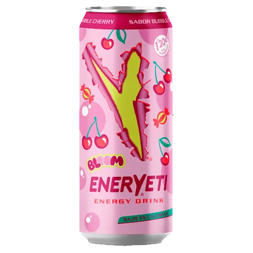 Eneryeti Bloom Cherry 500ml carbonated cherry bubblegum energy drink with taurine and 100mg caffeine