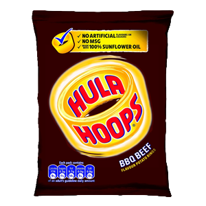 Hula Hoops BBQ Beef 24g crunchy ring shaped potato snack British barbecue flavour crisps
