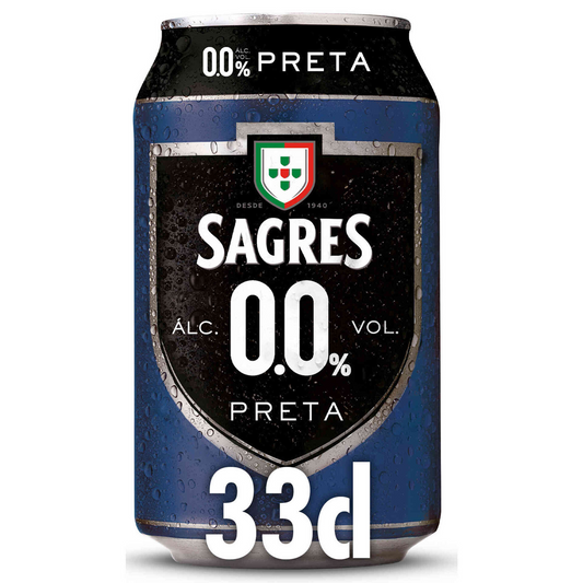 Sagres Black alkoholfreies Bier – 330ml Flasche (0,0% vol.) | Alkoholfreies portugiesisches Dunkelbier