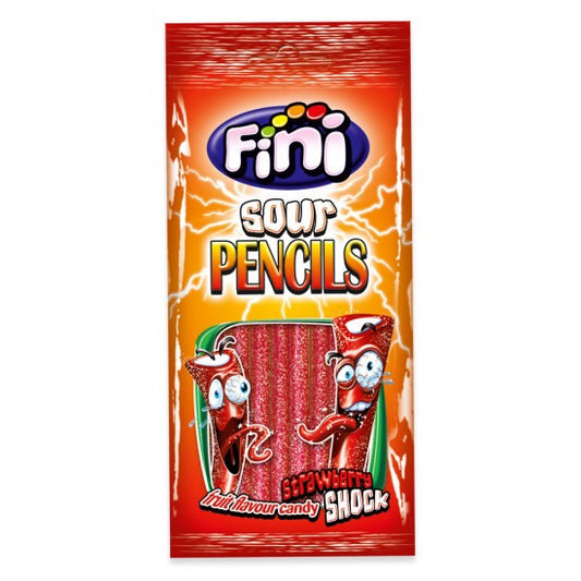 fini strawberry sour pencils 90g chewy filled candy tubes sour strawberry sweets