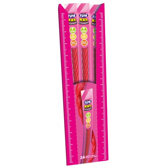 fini xxl sour strawberry belt candy long sour gummy strip chewy sour sweets strawberry candy