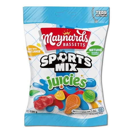 maynards bassetts sports mix juicies 130g fruity gummy sweets british jelly candy packet sweets vegetarian gummies