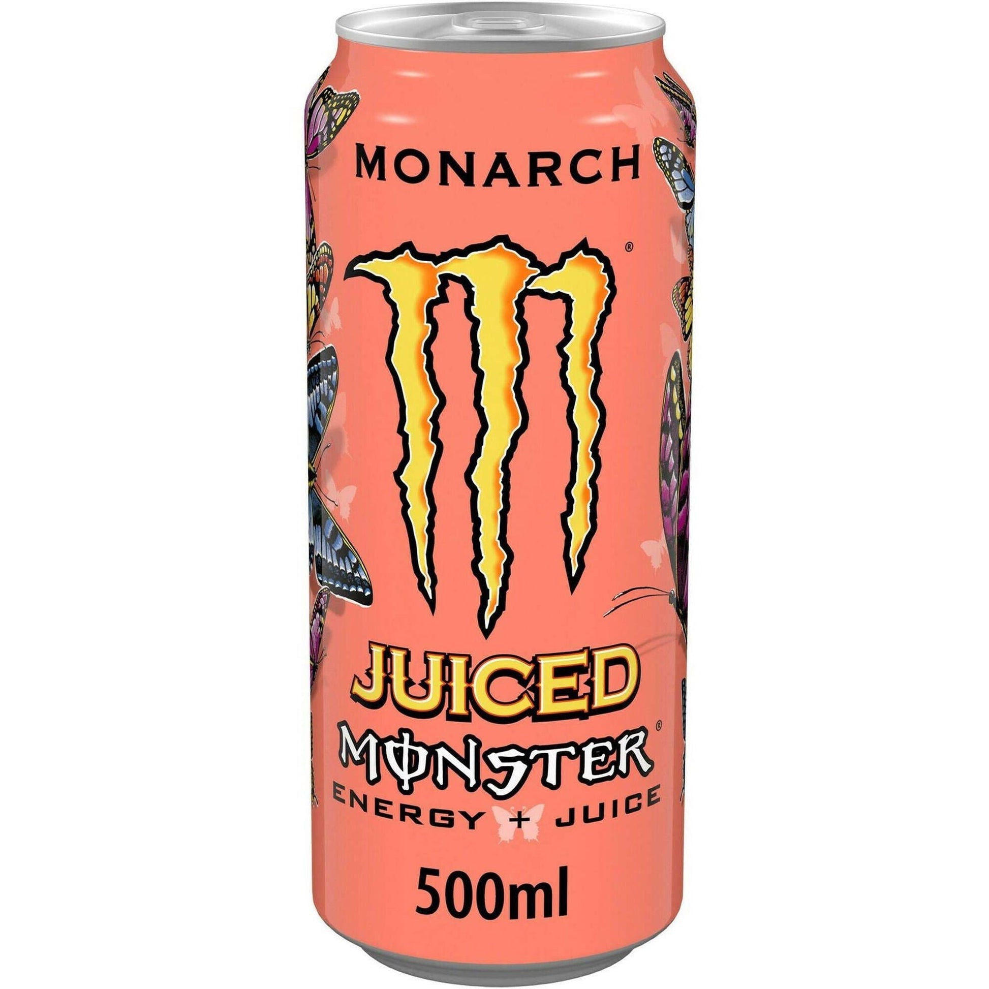 monster juiced monarch 500ml energy drink peach nectarine flavour can