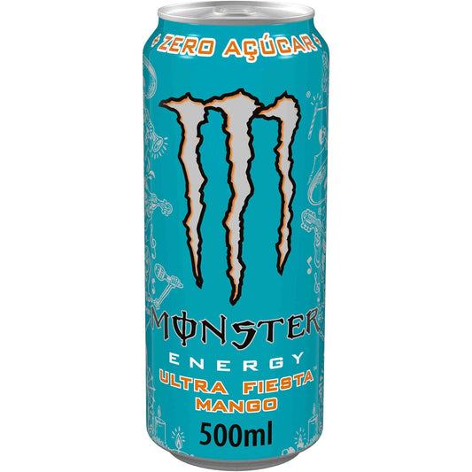 monster ultra fiesta mango zero sugar 500ml energy drink tropical mango can