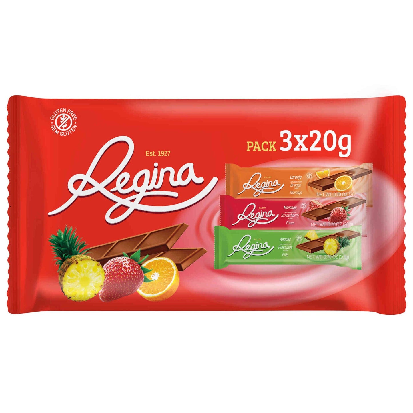 regina fruit flavoured chocolate bars multipack 60g three milk chocolate bars fruity flavour retro candy chocolate bars snack collection